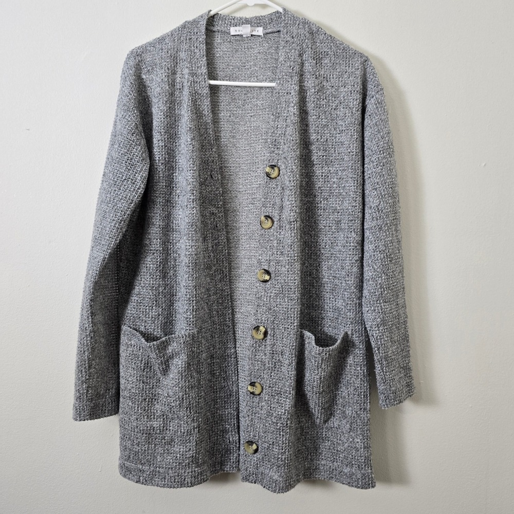 Socialite Cardigan Sweater Womens Small Gray Lightweight Button Down V Neck